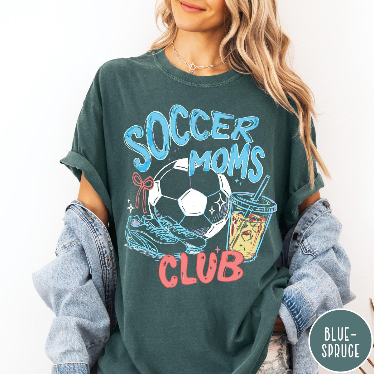 Soccer Moms Club Comfort Colors® T-Shirt, Gameday Doodle Soccer Tee, Trendy Women's Soccer Shirt, Sports Mom Shirt, Game Day Tee
