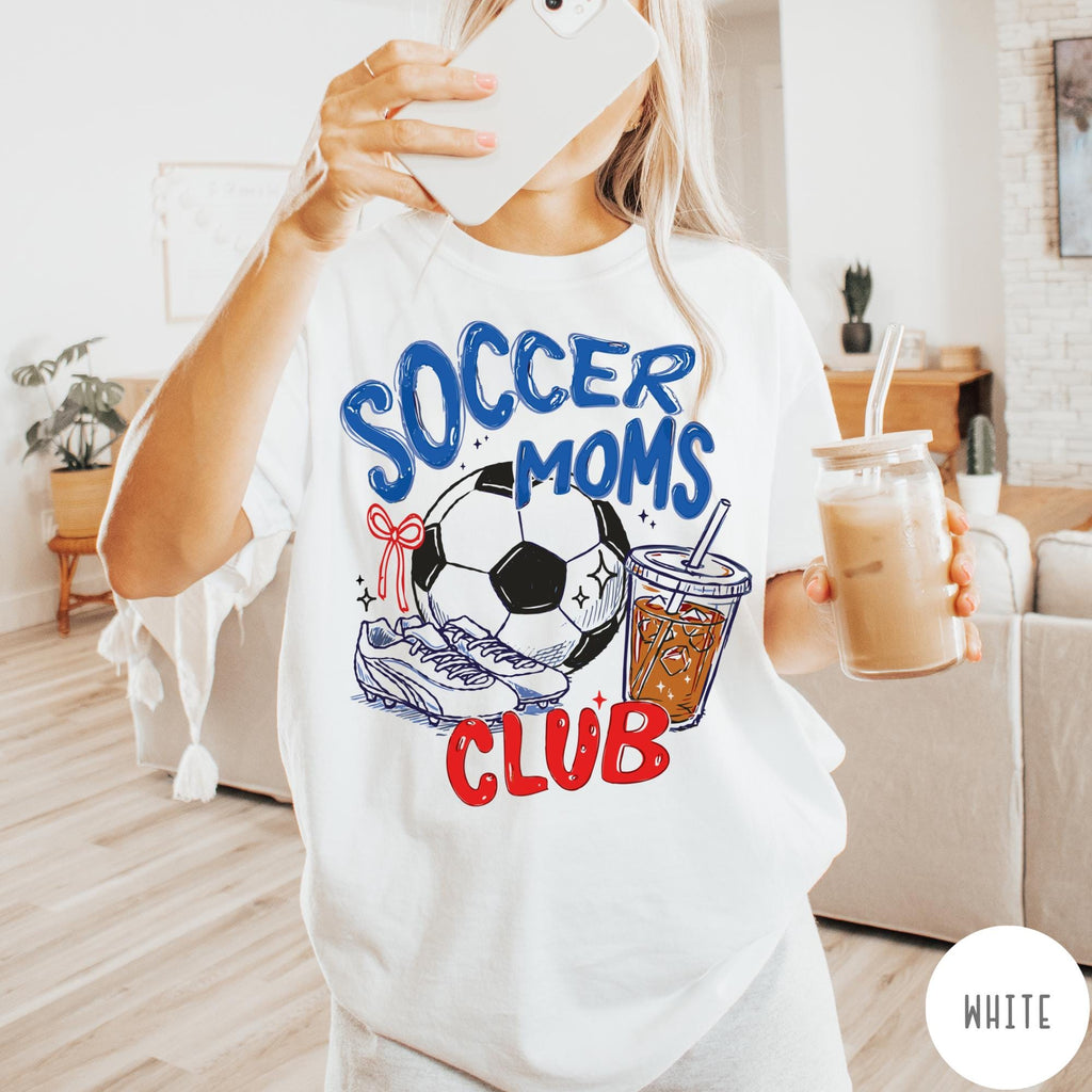 Soccer Moms Club Comfort Colors® T-Shirt, Gameday Doodle Soccer Tee, Trendy Women's Soccer Shirt, Sports Mom Shirt, Game Day Tee