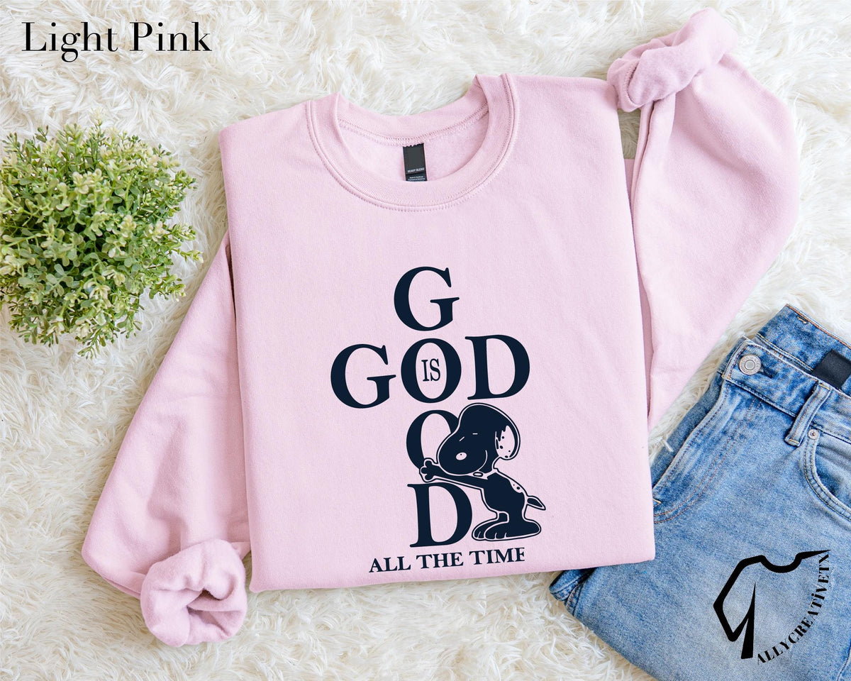 God Is Good Christian Shirt, Cute Dog Hug Faith Tee, Inspirational Bible Verse Graphic, Religious Comfort Colors Praise T Shirt