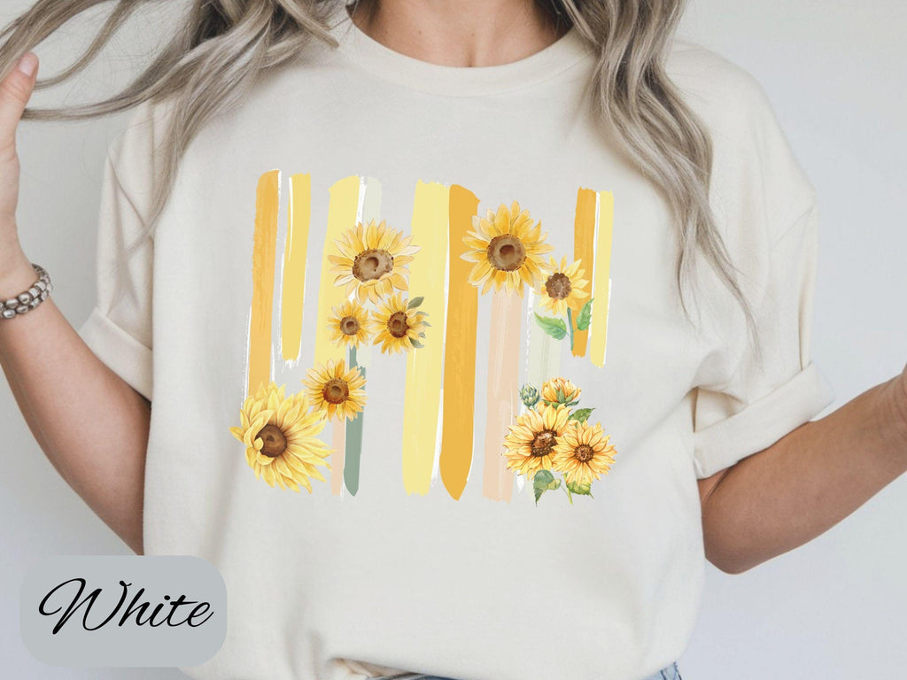 Floral Brushstroke Comfort Colors Shirt, Vintage Sunflower Graphic Tee, Cottagecore Spring Shirt Aesthetic Flower Top Gift For Her Plus Size