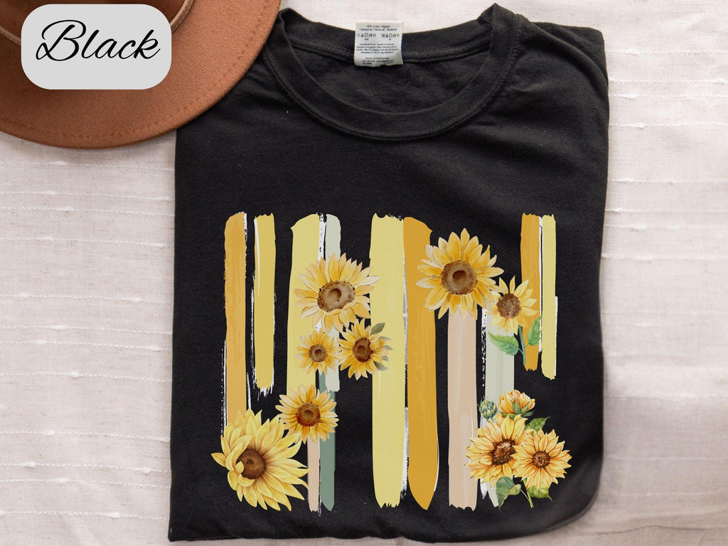 Floral Brushstroke Comfort Colors Shirt, Vintage Sunflower Graphic Tee, Cottagecore Spring Shirt Aesthetic Flower Top Gift For Her Plus Size