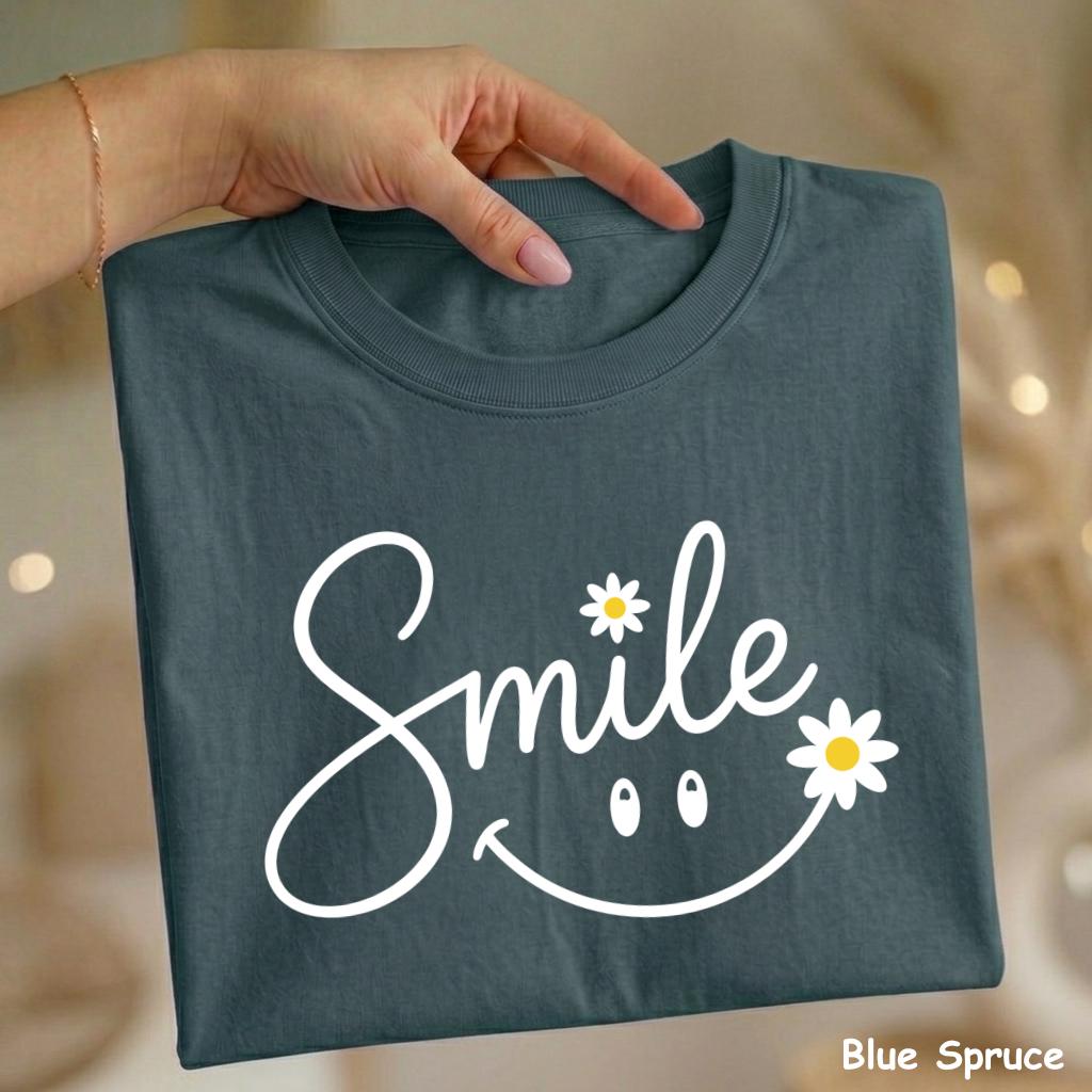 Smiley Daisy Shirt, Comfort Colors Women Tee, Cute Smile Flower Shirt, Trendy Floral Tee, Positive Vibes Shirt, Gift for Her