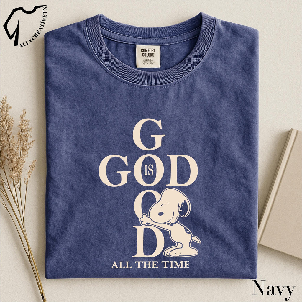 God Is Good Christian Shirt, Cute Dog Hug Faith Tee, Inspirational Bible Verse Graphic, Religious Comfort Colors Praise T Shirt