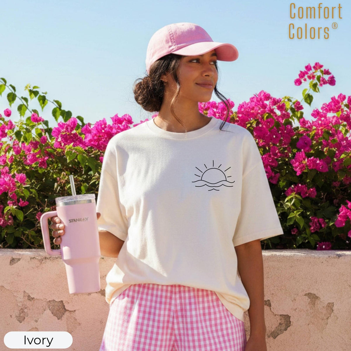 Sunset Shirt, Comfort Colors® Sun Ocean Summer T Shirt, Trendy Beach Tee, Cute Minimalist Summer Tee