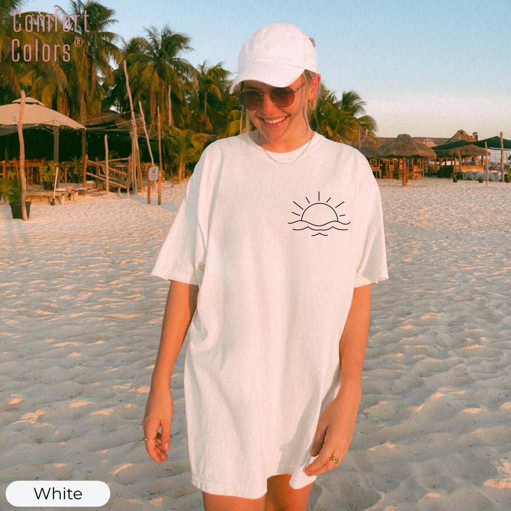 Sunset Shirt, Comfort Colors® Sun Ocean Summer T Shirt, Trendy Beach Tee, Cute Minimalist Summer Tee