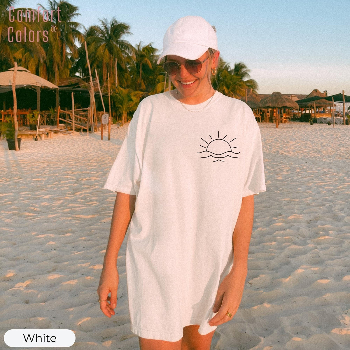 Sunset Shirt, Comfort Colors® Sun Ocean Summer T Shirt, Trendy Beach Tee, Cute Minimalist Summer Tee