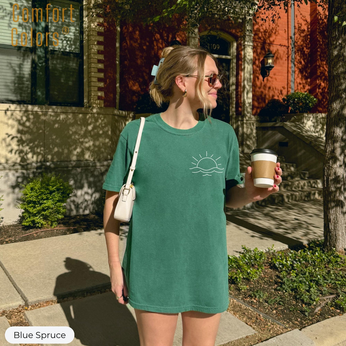 Sunset Shirt, Comfort Colors® Sun Ocean Summer T Shirt, Trendy Beach Tee, Cute Minimalist Summer Tee