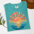 Comfort Colors Sunset Beach Shirt, Coastal Ocean Graphic Tee, Retro Summer Vacation T Shirt, Cute Travel Tee, Only Print- Not real Painting