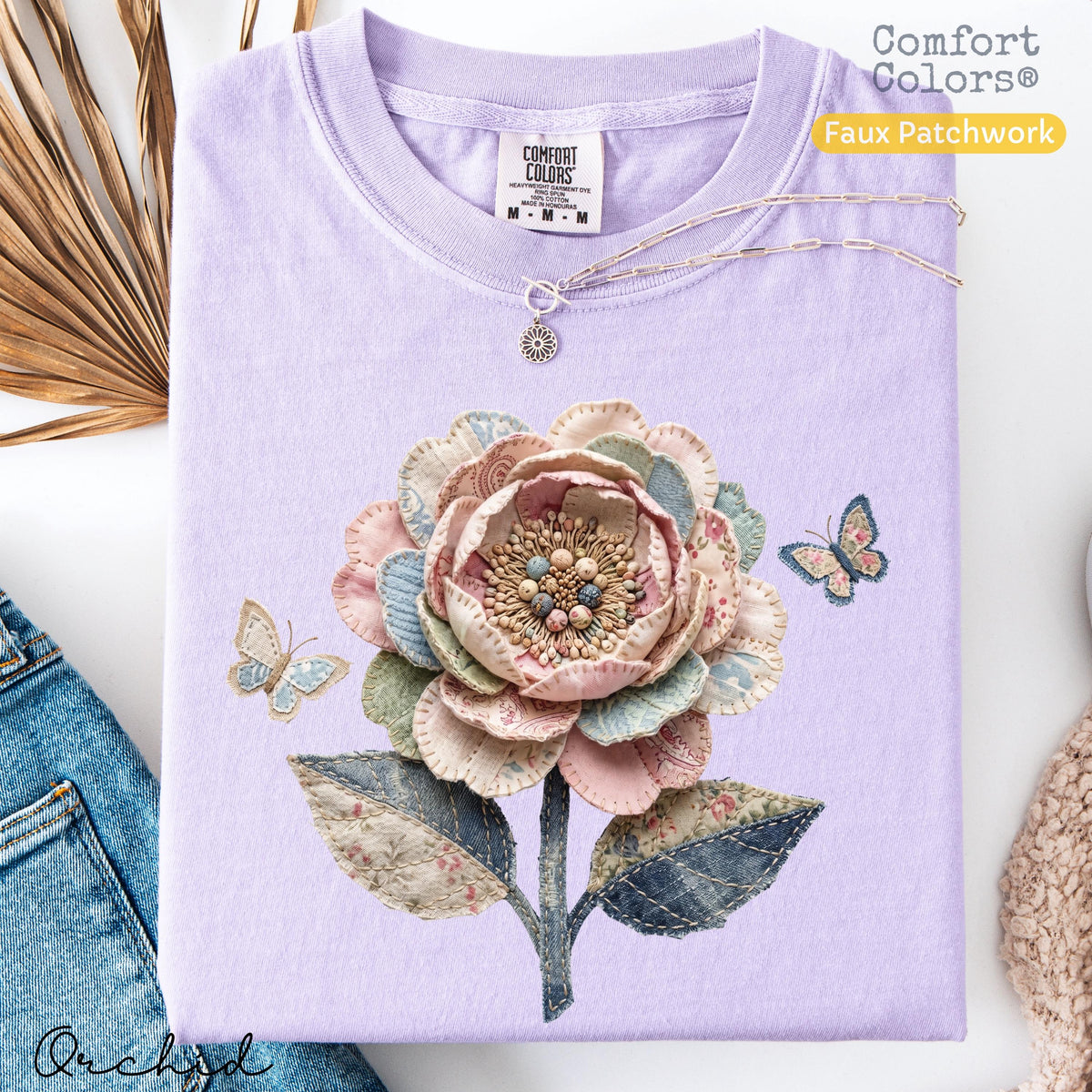 Comfort Colors Faux Quilted Patchwork Wildflower Shirt Floral Graphic Tee Vintage Aesthetic Flower Top Cottagecore Patchwork Spring Shirt
