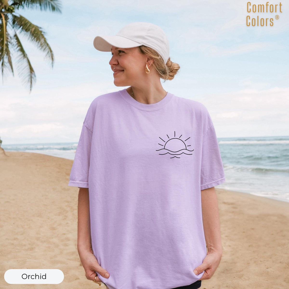 Sunset Shirt, Comfort Colors® Sun Ocean Summer T Shirt, Trendy Beach Tee, Cute Minimalist Summer Tee