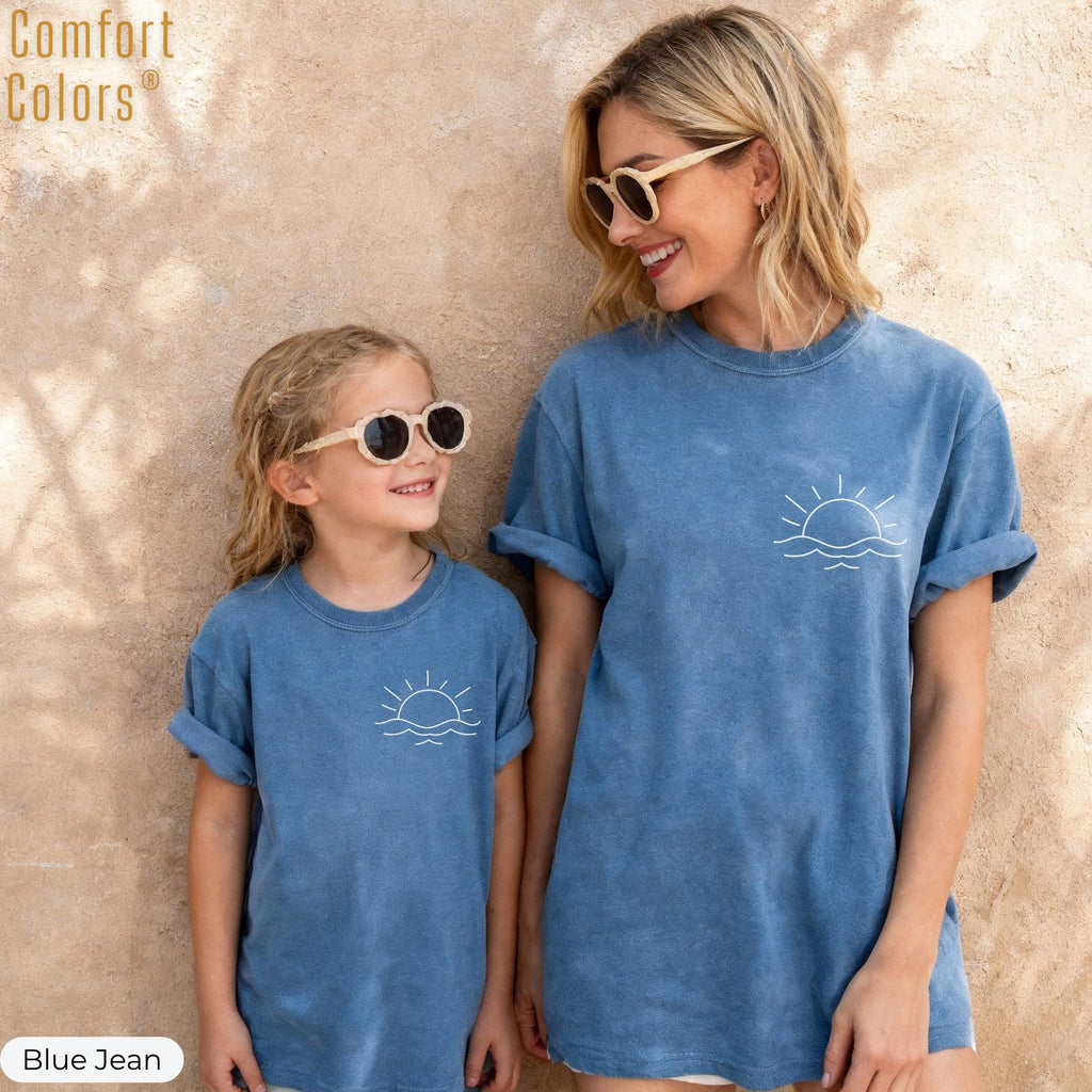 Sunset Shirt, Comfort Colors® Sun Ocean Summer T Shirt, Trendy Beach Tee, Cute Minimalist Summer Tee