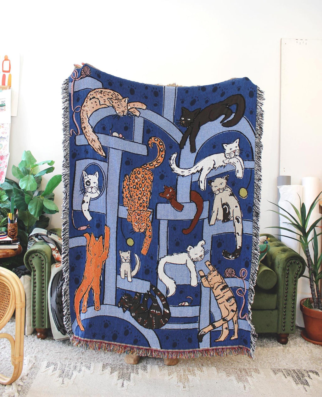 Cat Tower Tapestry Blanket