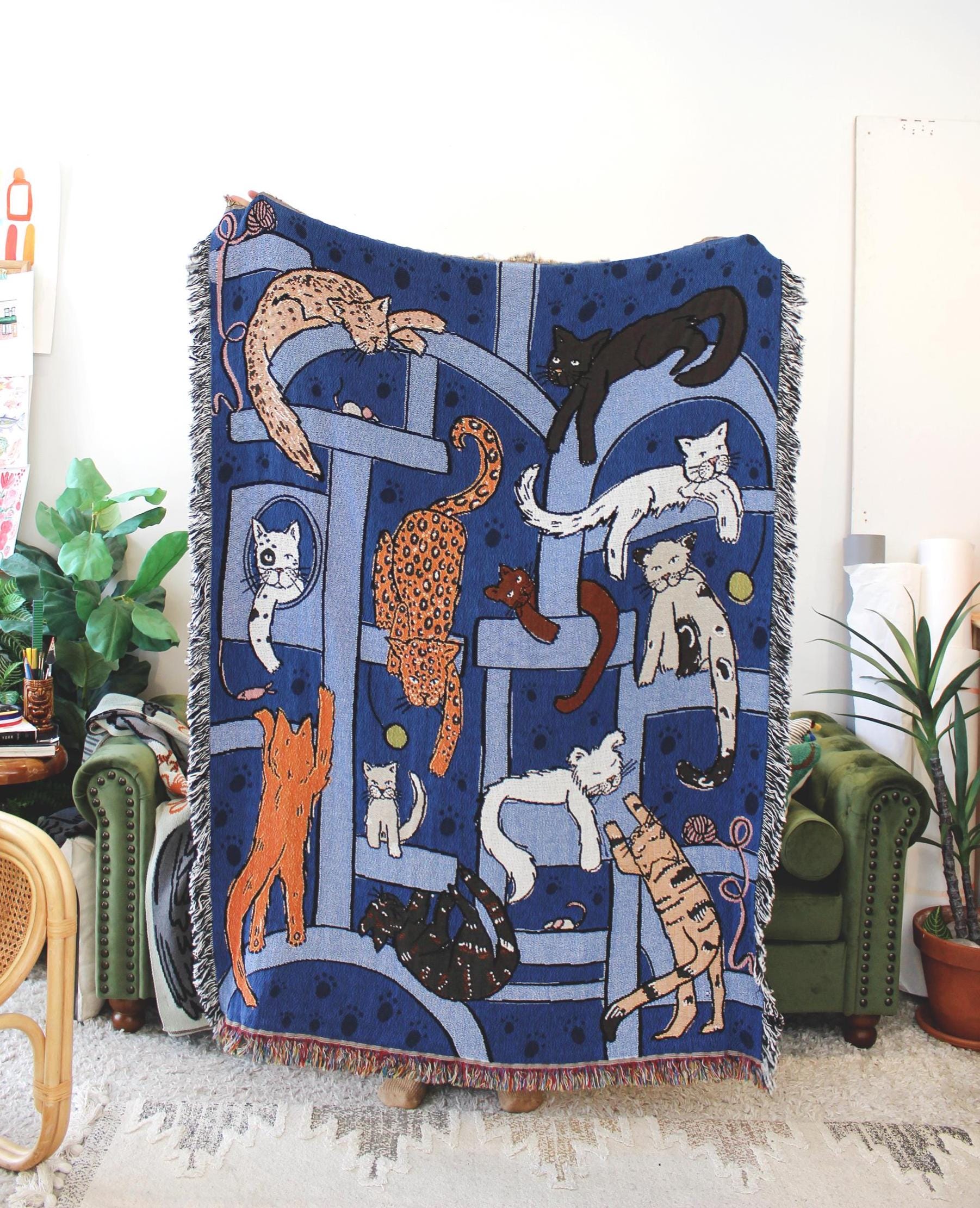Cat Tower Tapestry Blanket