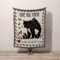 Personalized Mama Bear Cub Blanket, Floral Butterfly Tapestry