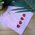 Strawberry Embroidered Comfort Colors Shirt: Cottagecore Fruit Tee