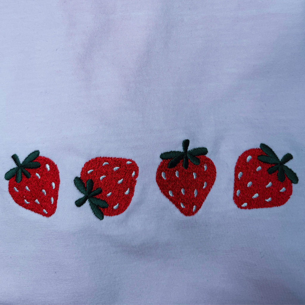 Strawberry Embroidered Comfort Colors Shirt: Cottagecore Fruit Tee
