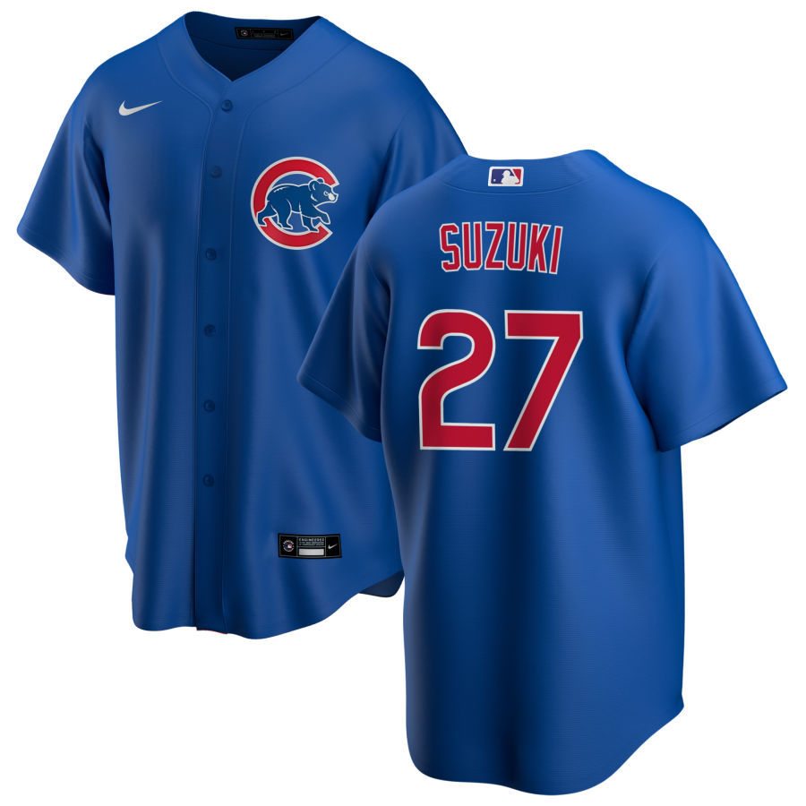 NIKE Men's Seiya Suzuki Chicago Cubs Blue Alternate Premium Stitch Replica Jersey