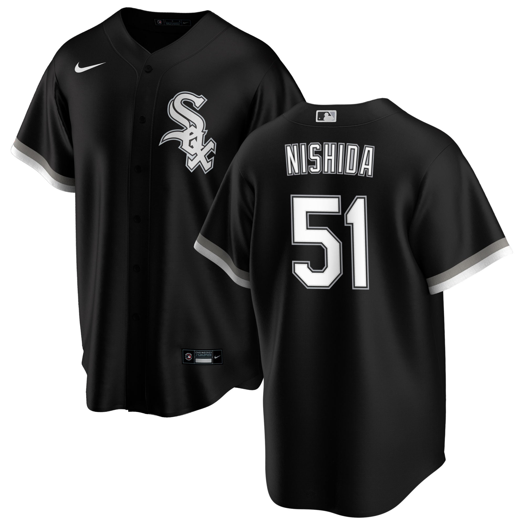Men's Chicago White Sox Rikuu Nishida Nike Black Alternate Replica Jersey With Premium Lettering