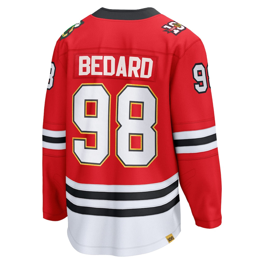Men's Chicago Blackhawks Connor Bedard Fanatics Red Centennial Breakaway Player Jersey