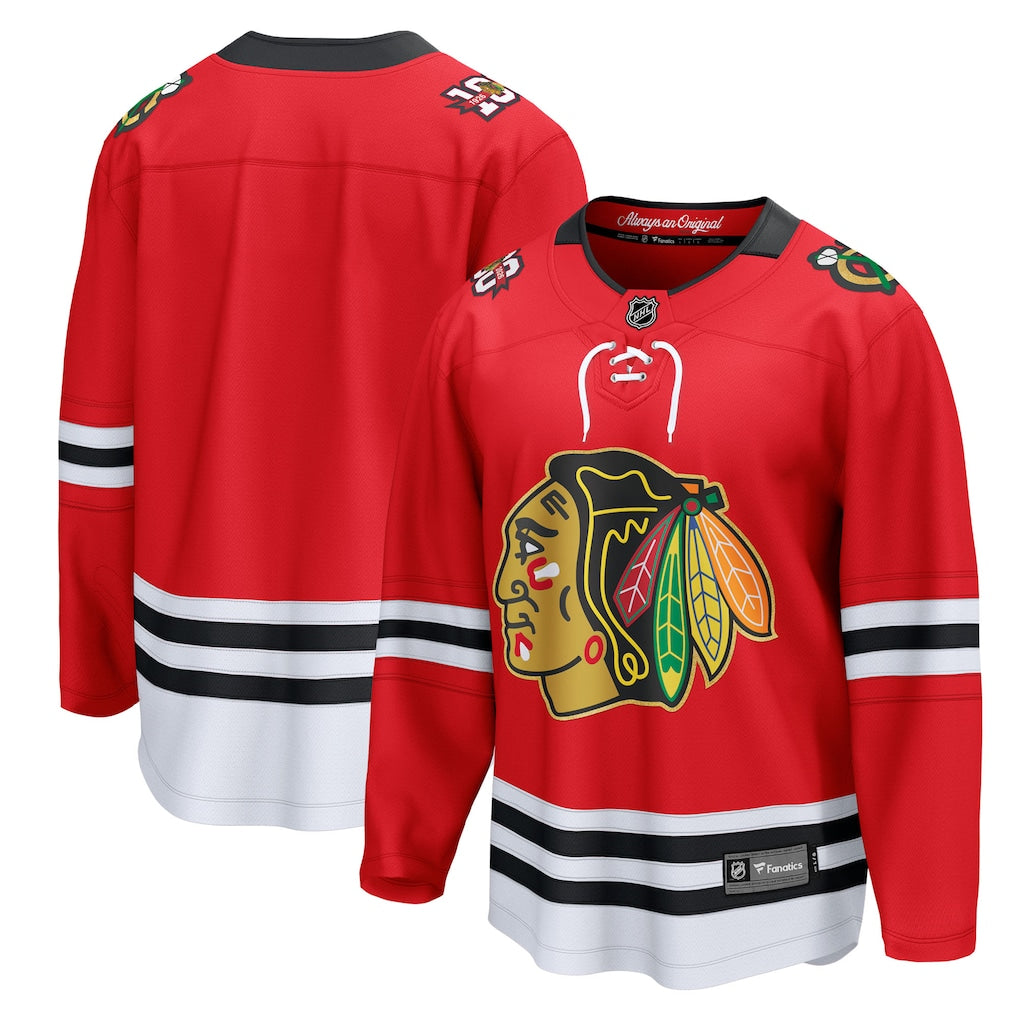 Men's Chicago Blackhawks Fanatics Red Centennial Blank Breakaway Jersey