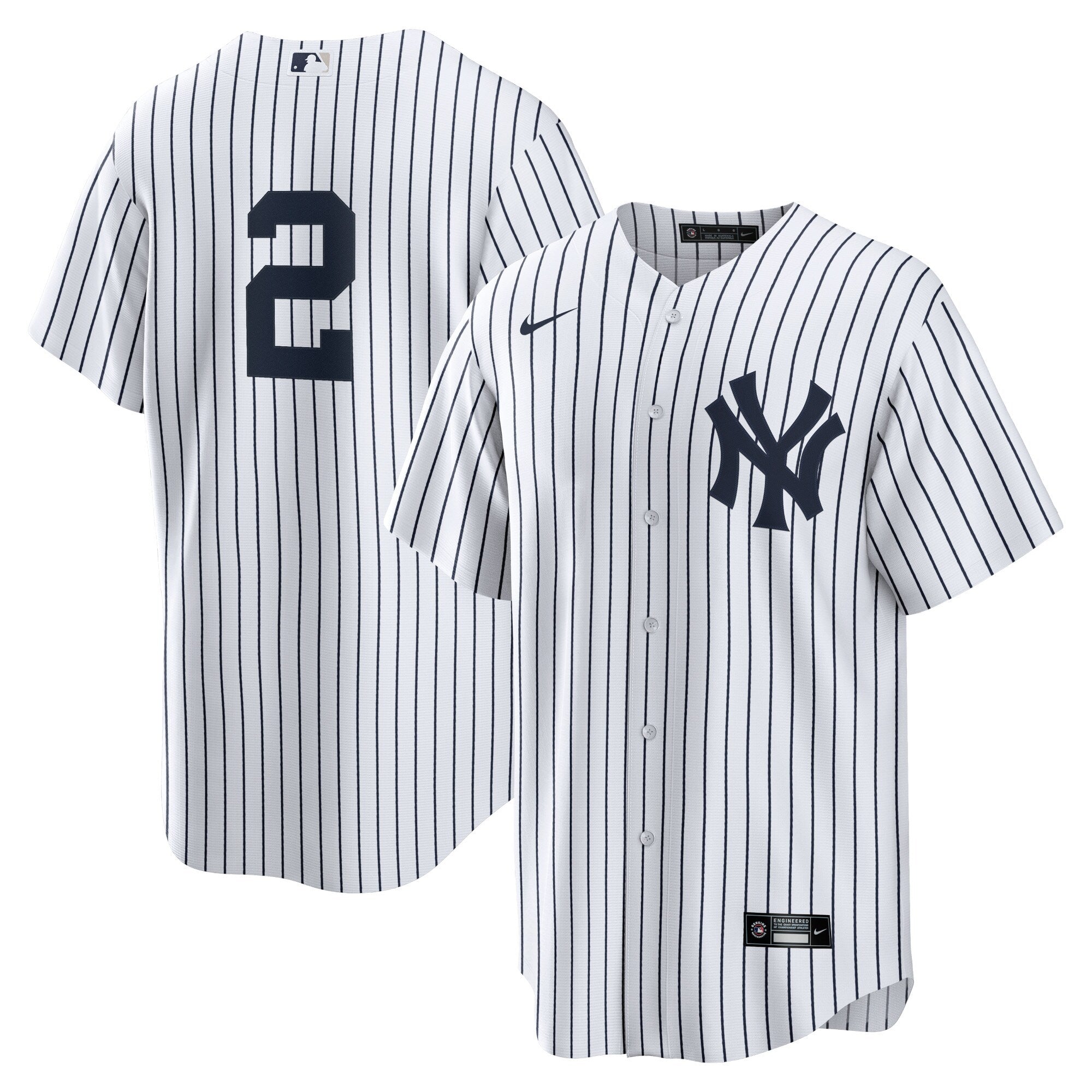 Men's Nike Derek Jeter #2 White New York Yankees Home Official Replica Player Jersey