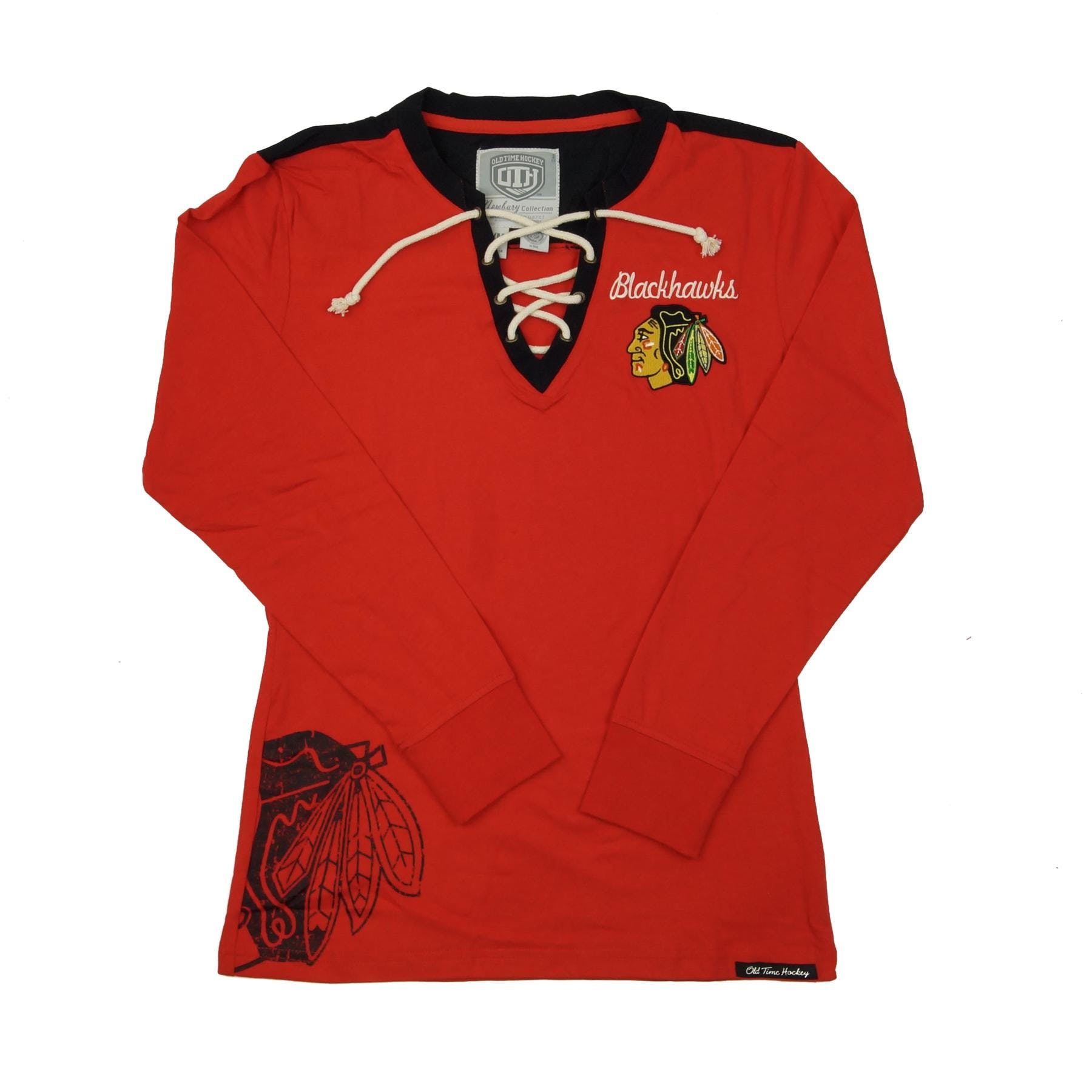 Womens Chicago Blackhawks Red Old Time Hockey Rachel Long Sleeve Jersey Tee