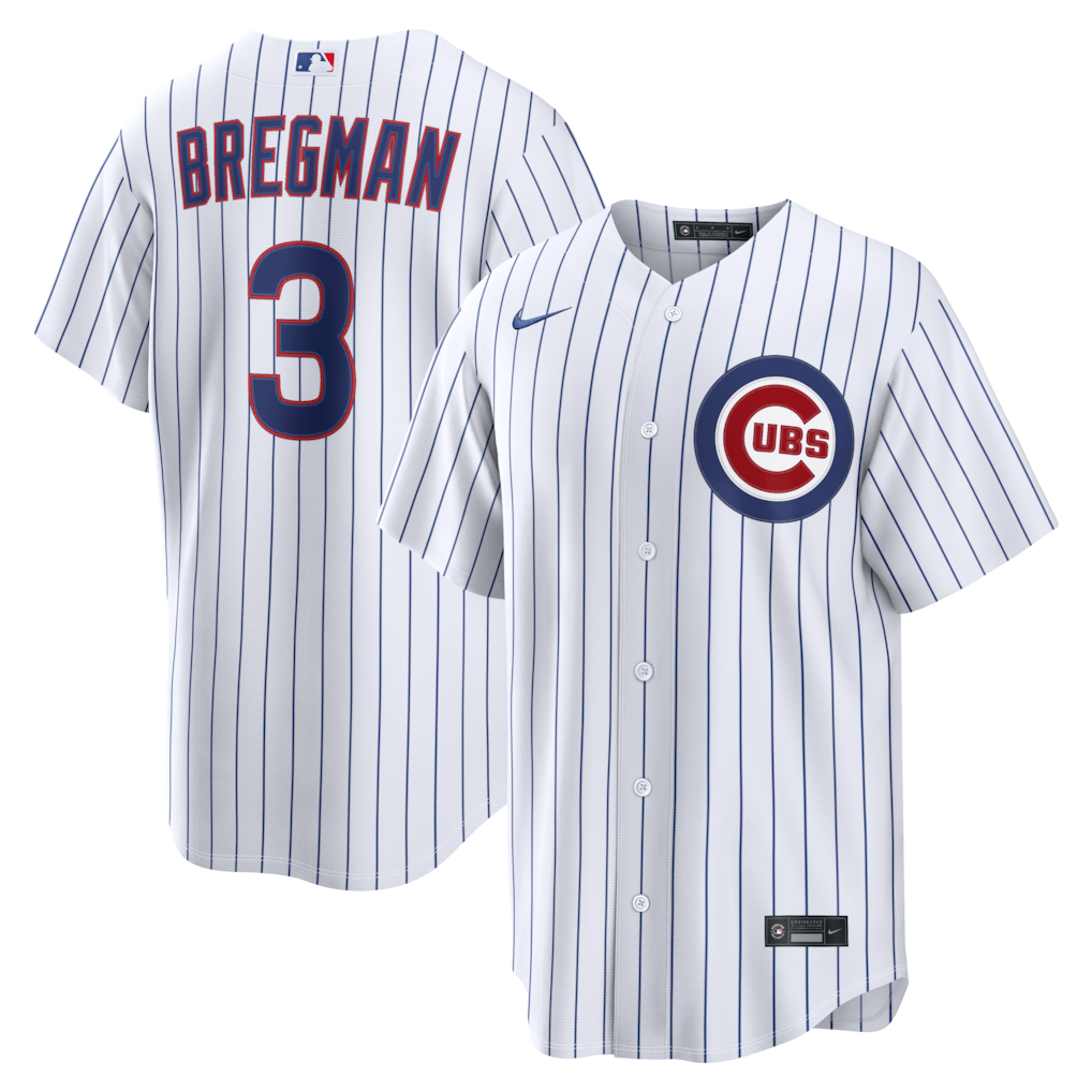 Mens Chicago Cubs Alex Bregman White Home Premium Twill Replica Jersey