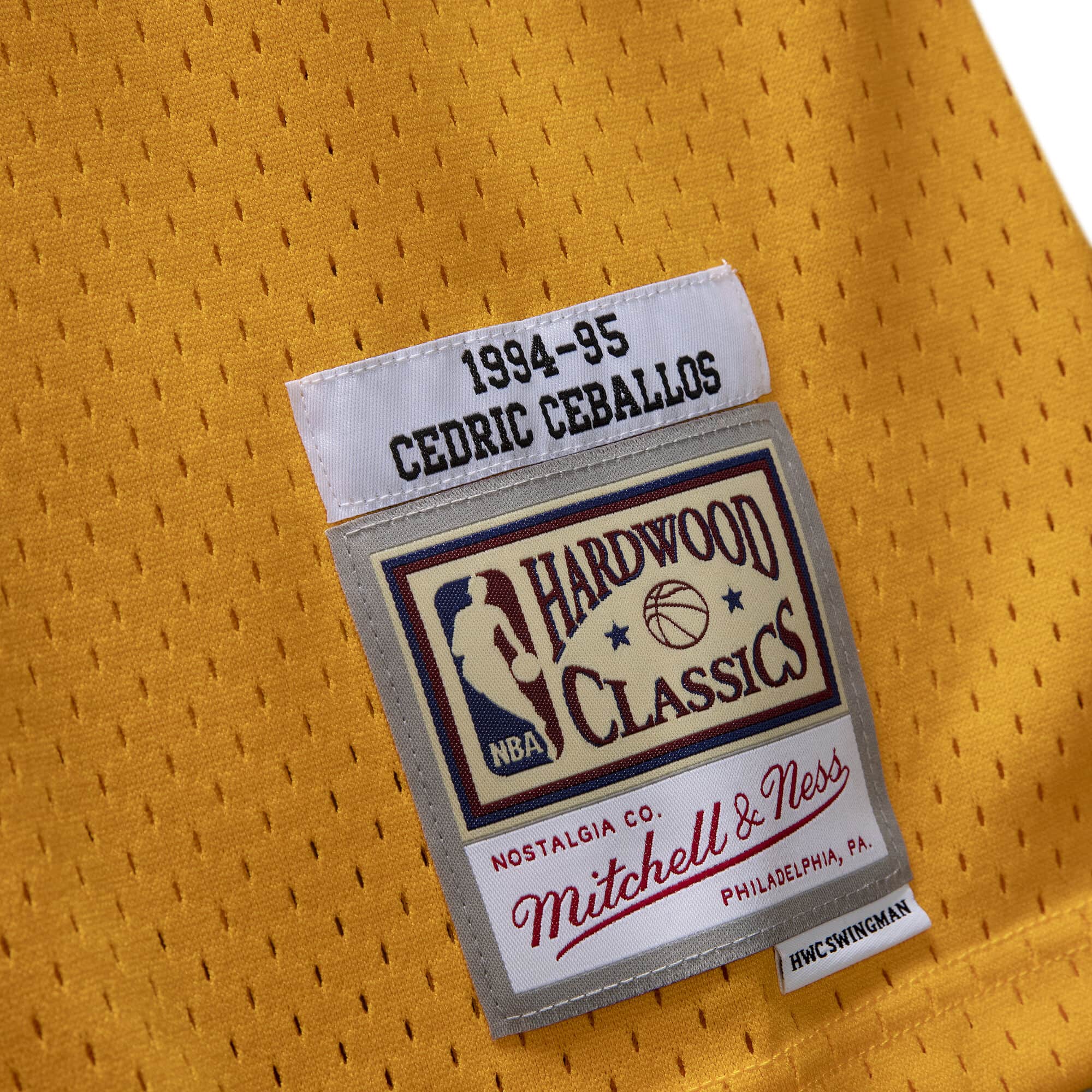 Men's Los Angeles Lakers Cedric Ceballos Mitchell & Ness Gold 1994-95 Hardwood Classics Swingman Jersey