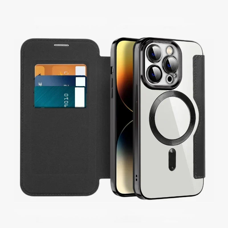 2025 New leather textured flip mobile phone case for iPhone