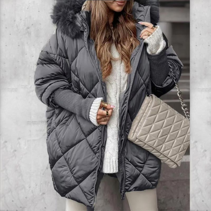 ✨Women's Fashion Mid-length Parka 🧥 – Autumn And Winter Knit Sleeve Patchwork, Flattering Fit for Cold Days