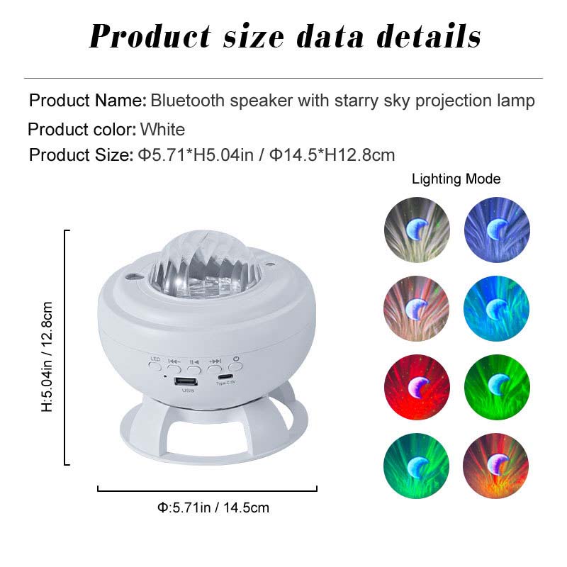 Bluetooth Speaker with Starry Sky Projection Lamp