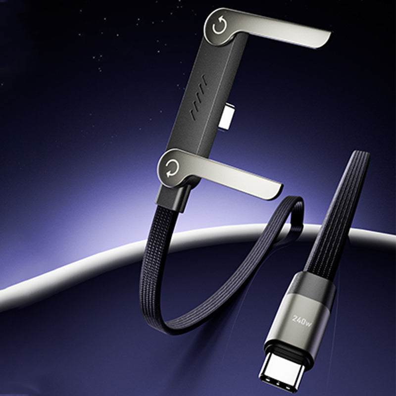 ⚡2-in-1 Invisible Holder Charger Cable – 240W Fast Charging Cord with Built-In Phone Stand