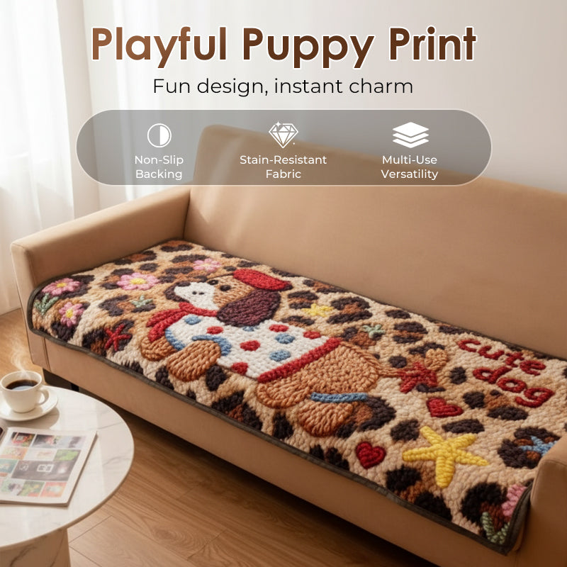 Fuzzy & Cute Puppy Printed Non-Slip Couch Covers