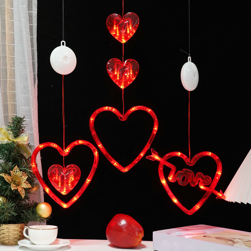 3PCS Valentine's Day Window Light Decoration with Timer