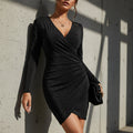 🎁New arrival 50% OFF💥Women's Long Sleeve V-Neck Sparkle Bodycon Dress
