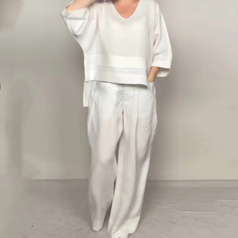 💝New Spring Styles💝Irregular Hem Cotton Linen Short Sleeve Casual 2-Piece Set