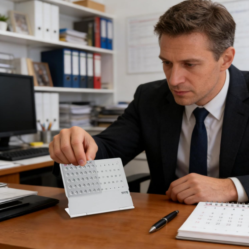 Aluminum Perpetual Desk Calendar