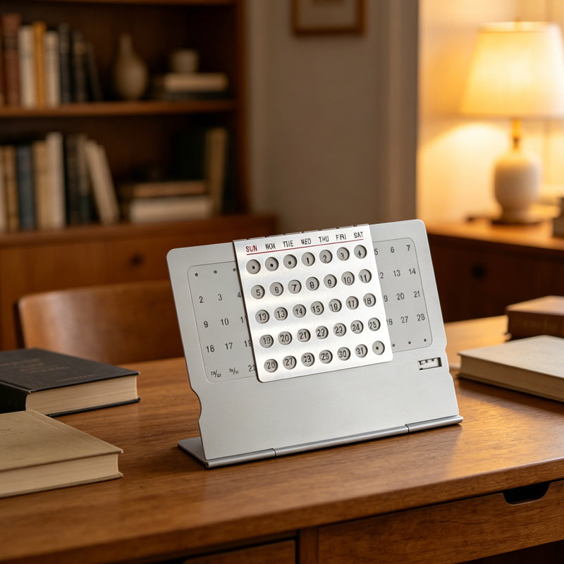 Aluminum Perpetual Desk Calendar
