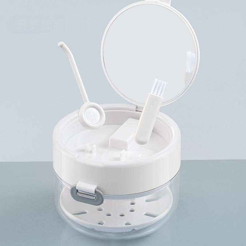 All-in-One Storage Case for Braces and Retainers – Leak-Proof Cleaning Case with Mirror, Brush, and Strainer Basket