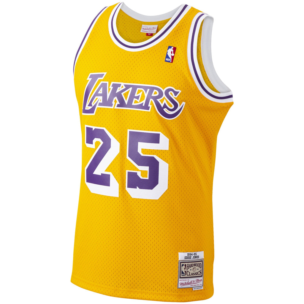 Men's Eddie Jones Los Angeles Lakers Mitchell & Ness 1994-95 Hardwood Classics Swingman Player Jersey - Gold