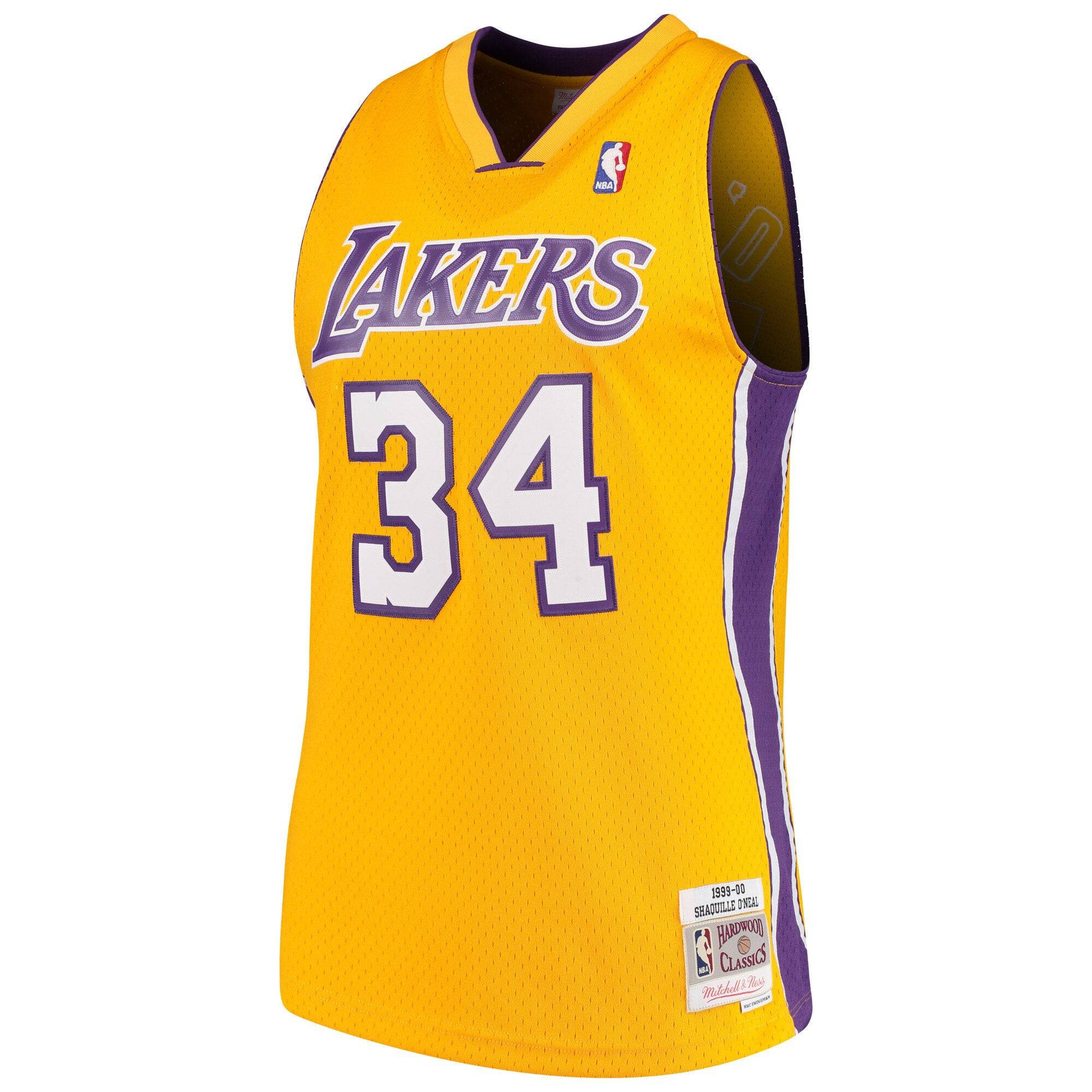 Men's Shaquille O'Neal Los Angeles Lakers 1999-00 Gold Swingman Replica Jersey By Mitchell & Ness