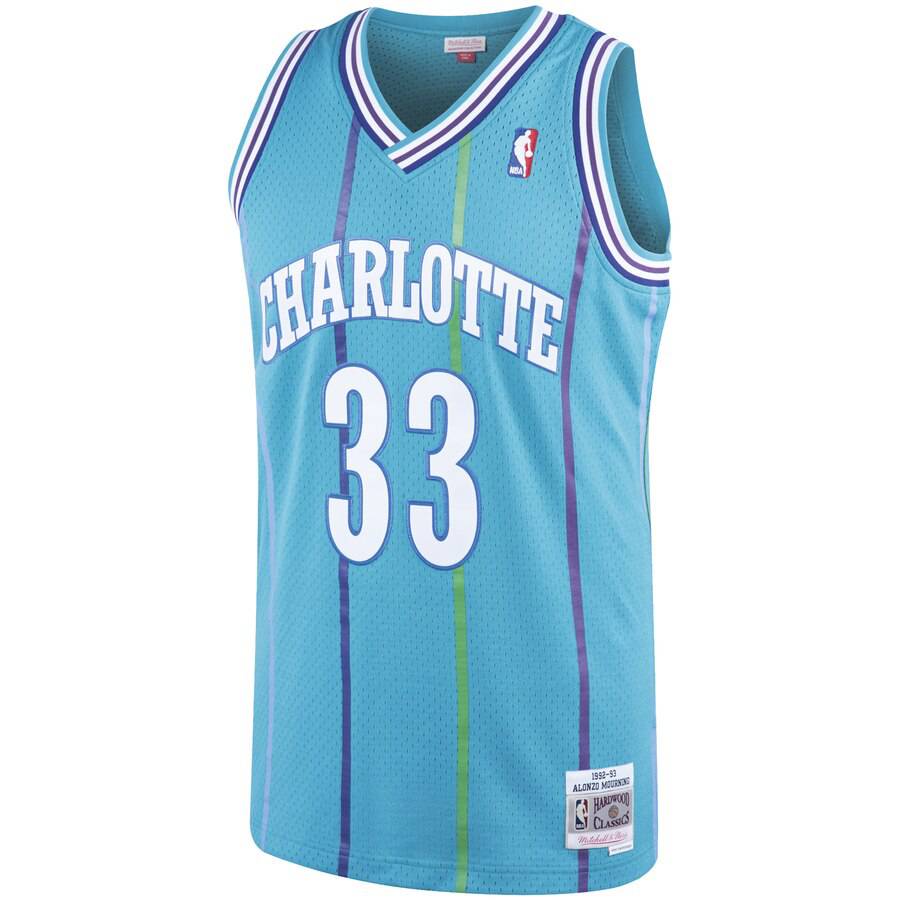 Men's Alonzo Mourning Charlotte Hornets 1992-93 Swingman Replica Jersey By Mitchell & Ness