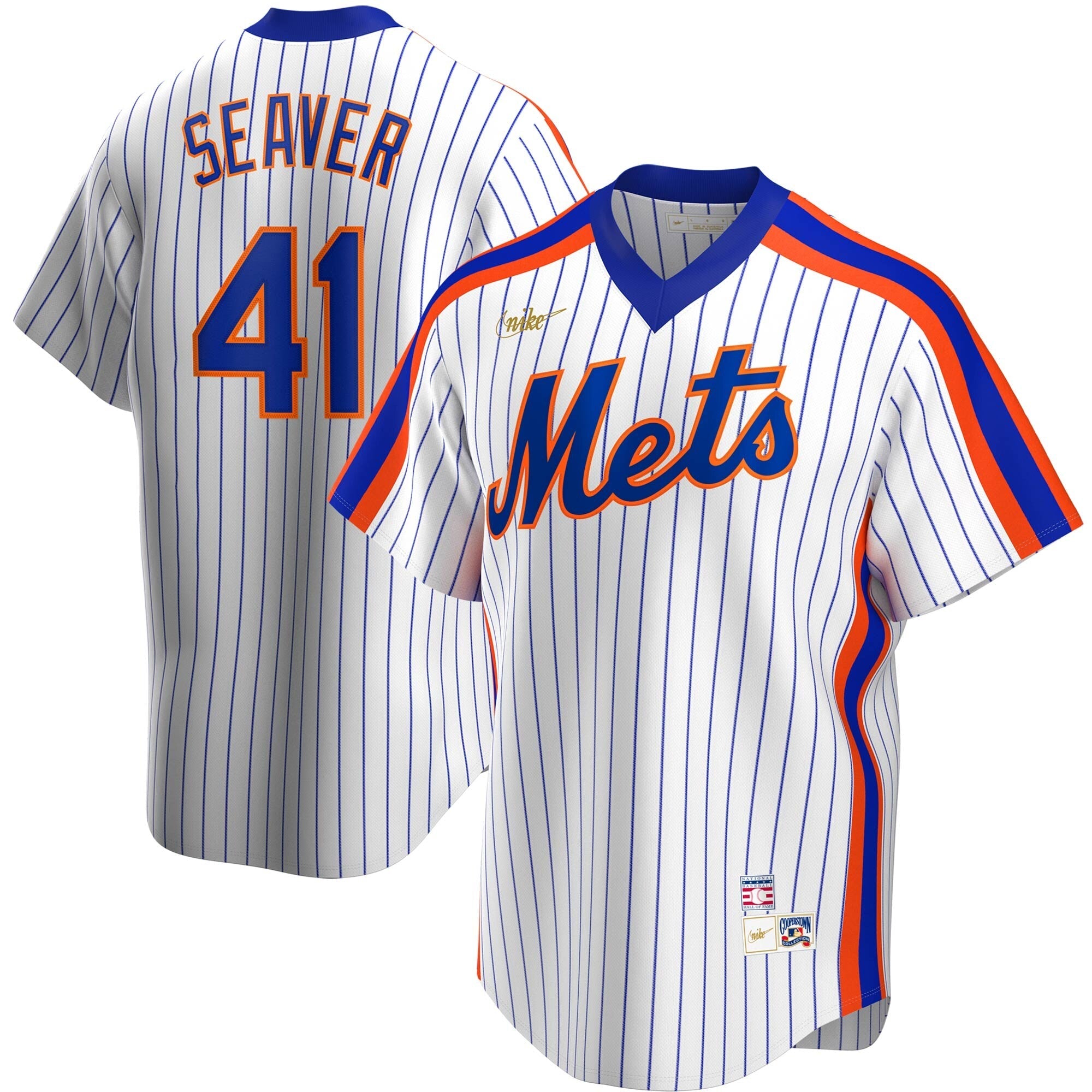Men's Nike Tom Seaver New York Mets Cooperstown Collection Royal Pinstripe Replica Jersey