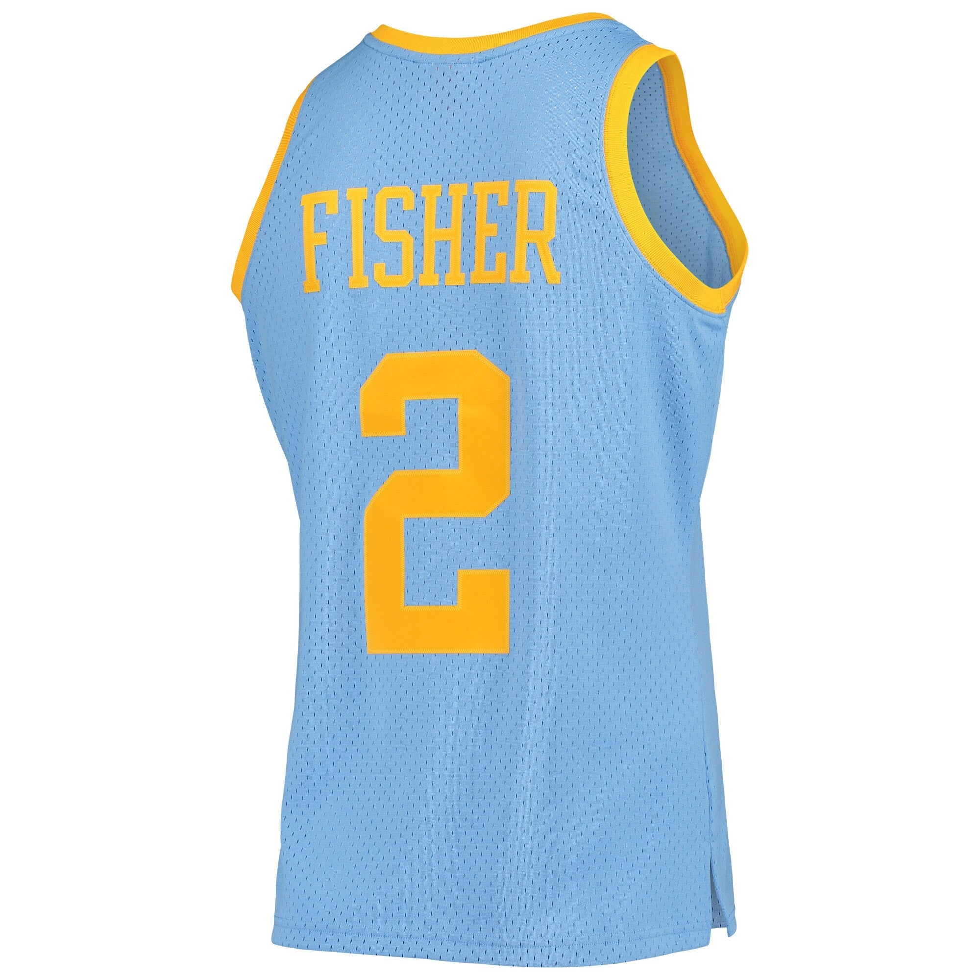 Men's Los Angeles Lakers Derek Fisher Mitchell & Ness Powder Blue 2001-02 Hardwood Classics Swingman Jersey