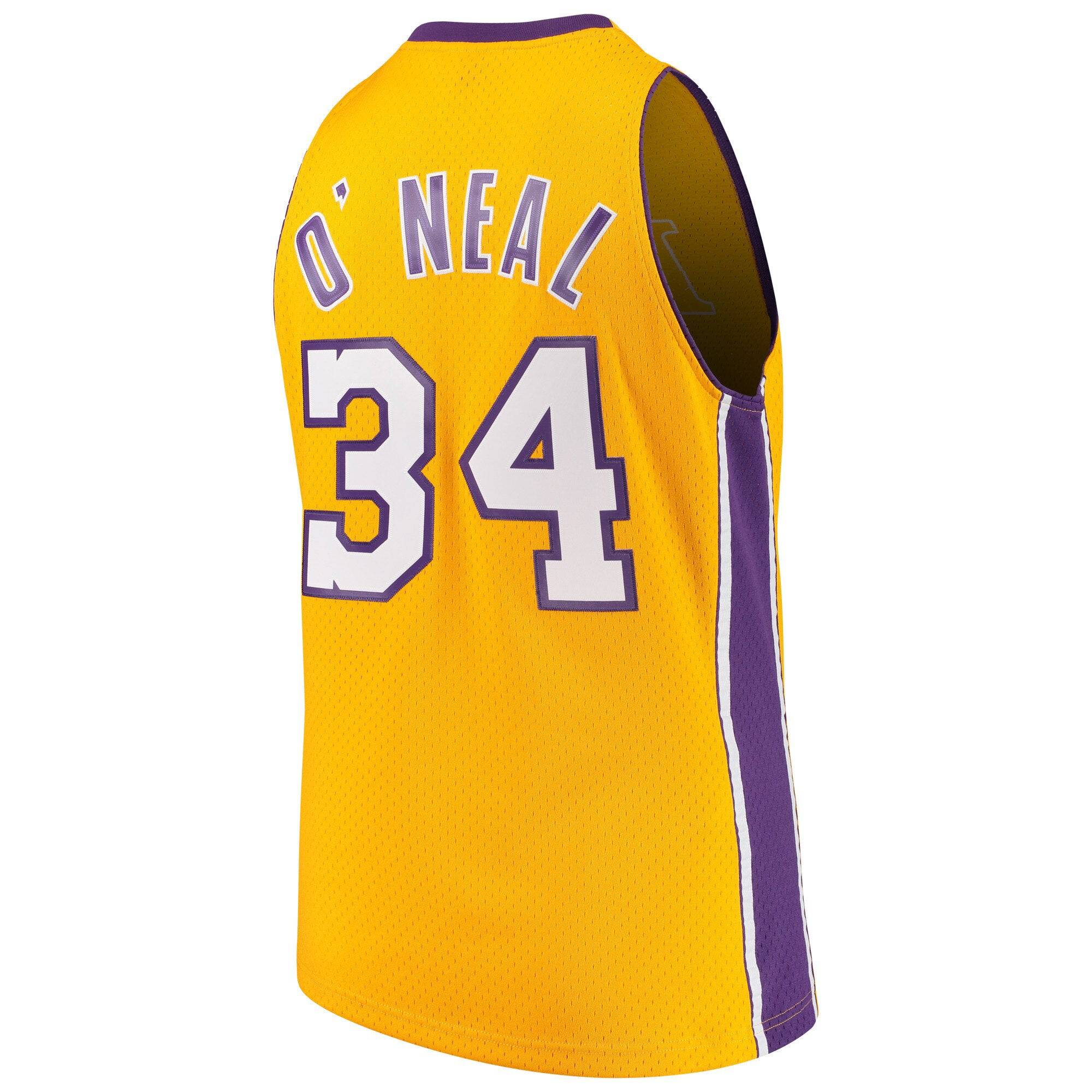 Men's Shaquille O'Neal Los Angeles Lakers 1999-00 Gold Swingman Replica Jersey By Mitchell & Ness