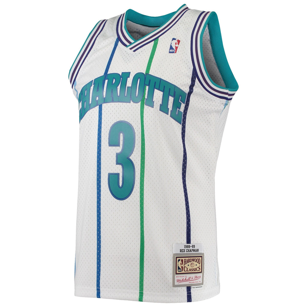 Men's Rex Chapman Charlotte Hornets 1988-89 White Swingman Replica Jersey By Mitchell & Ness