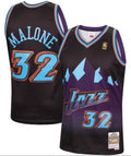 Men's Mitchell & Ness Karl Malone Black Utah Jazz 1996-97 Hardwood Classics Reload Swingman Jersey