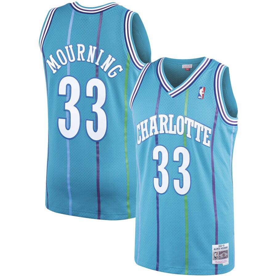 Men's Alonzo Mourning Charlotte Hornets 1992-93 Swingman Replica Jersey By Mitchell & Ness