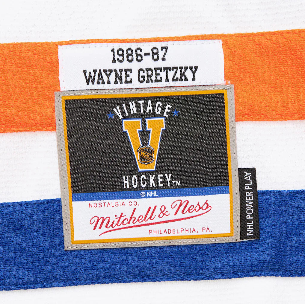Men's Wayne Gretzky Edmonton Oilers 1986-87 White Power Play Player Jersey